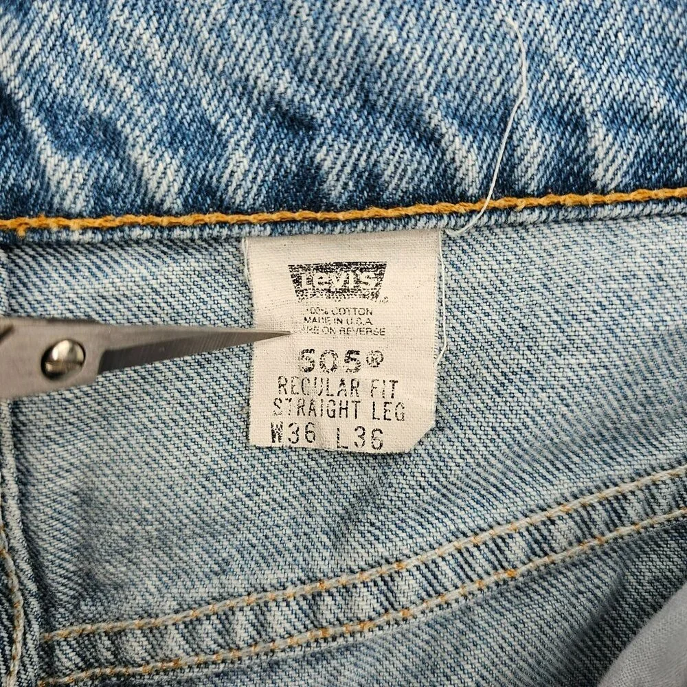 Levis Mens 505 Jeans 36x36 (36x29.5) Regular Fit Straight Leg VTG 90s USA Made